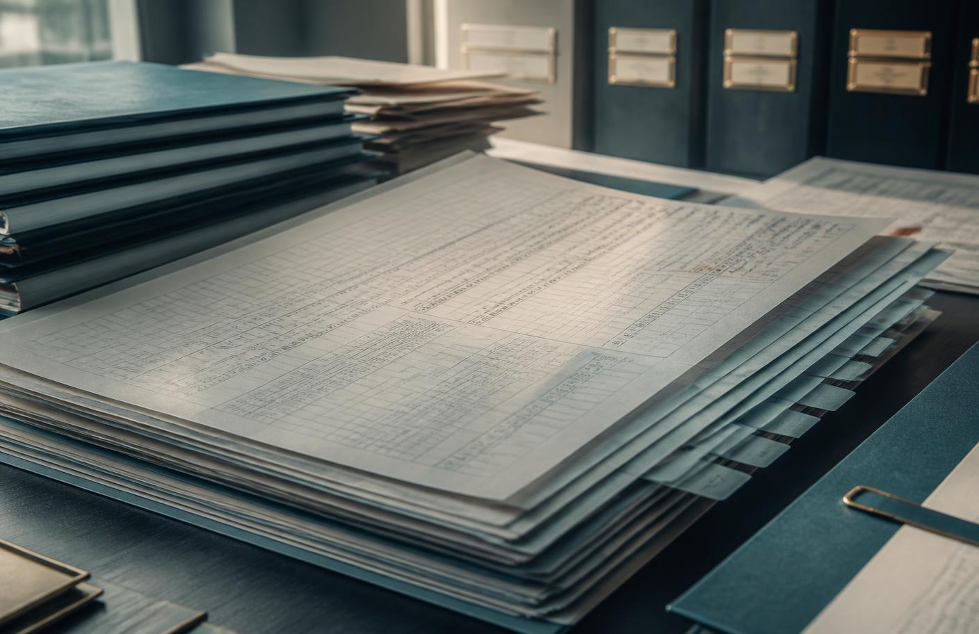 Layered financial records prepared for structured review